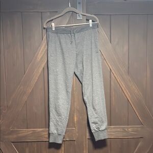 Gray Tapered Track Pants with Cuffed Ankles